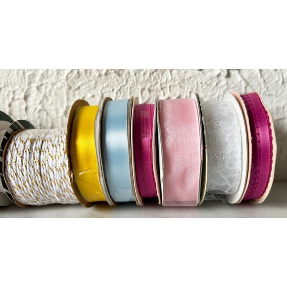 Christmas Ribbon & More Lot of 15 New & Partial Rolls Red Gold Sparkly Braided - Picture 7 of 8